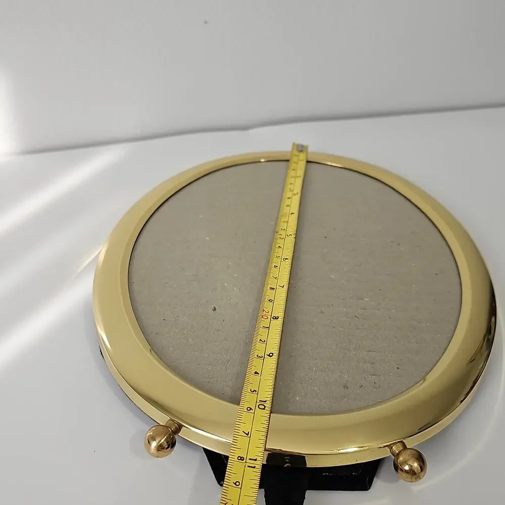 Vintage Large Oval Brass Footed Photo Picture Frame 11 x 9 Pin Closure